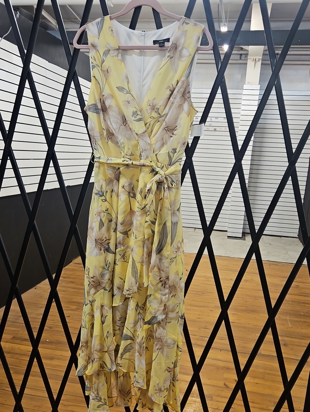 R&K Yellow Floral Wrap Maxi Dress with Tie